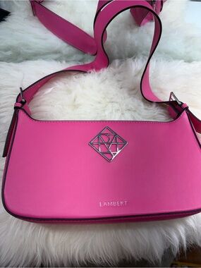 Lambert Hot Pink Shoulder Bag with Metal Logo